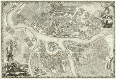 Mappa di Pietroburgo Libro per il 50º anniversario della fondazione di San Pietroburgo, 1753 da Russian Master