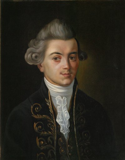 Ritratto del favolista Ivan Khemnitser, 1745-1784, pittura russa del XIX secolo da Russian Master.