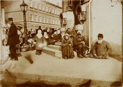 Mendicanti (uomo, donna e asino) davanti al monastero di Valaam (Valamo) a Mosca da Russian Photographer