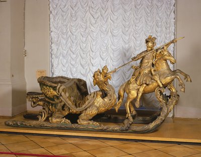 Slitta di Carnevale con la figura di San Giorgio da Russian School