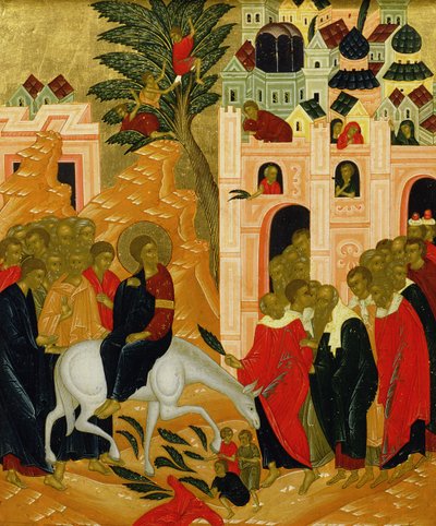 Ingresso di Cristo a Gerusalemme, icona da Russian School