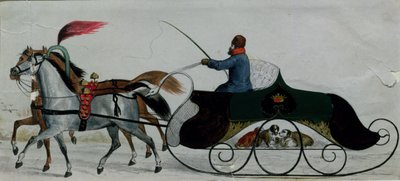Slitta trainata da cavalli (dettaglio) da Russian School