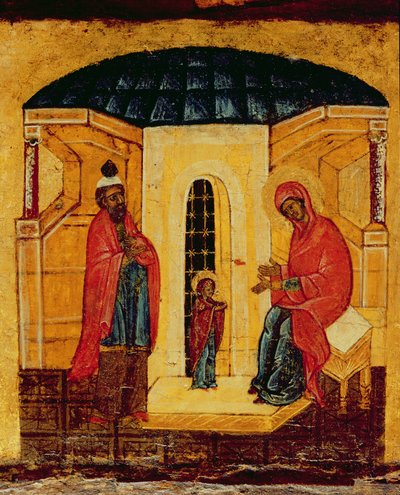 Icona raffigurante Gesù nel Tempio, c.1550 (dettaglio) da Russian School
