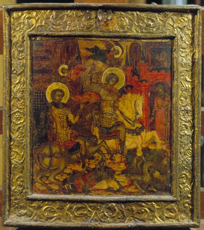 Icona raffigurante San Giorgio e San Demetrio da Russian School