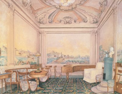 Interno della sala di ricevimento in una casa padronale, 1840-50 da Russian School