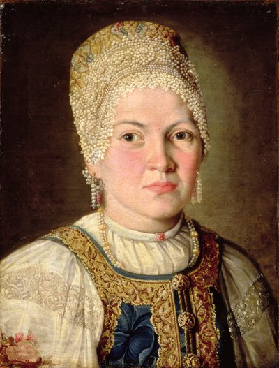Ritratto di una donna in costume russo, 1769 da Russian School