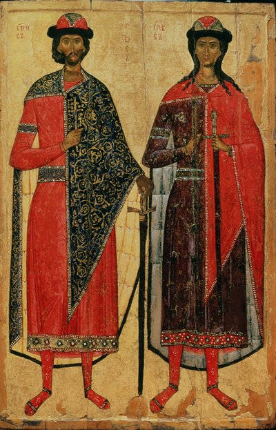 San Boris e San Gleb, icona russa, Scuola di Mosca, XIV secolo da Russian School