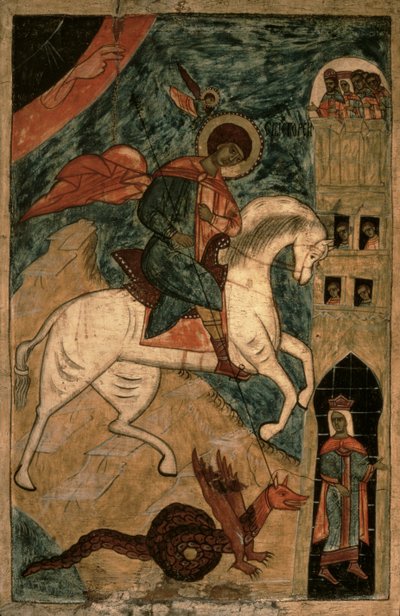 San Giorgio e il Drago, icona russa da Vologda, XV secolo da Russian School