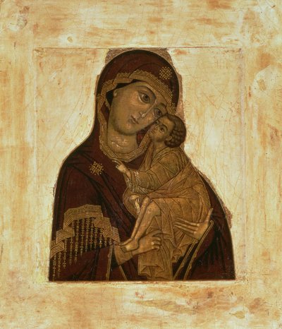 Vergine del Don che abbraccia il Cristo Bambino benedicente, icona russa, XVII secolo da Russian School