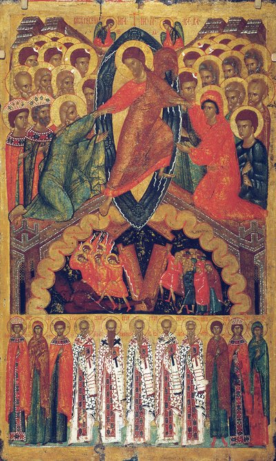 La discesa agli inferi, con santi selezionati da Russian icon.