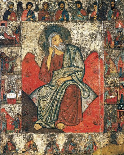 Il profeta Elia nel deserto con scene della sua vita e Deesis, XIII - primo terzo del XIV secolo da Russian icon.