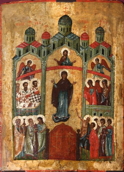La protezione della Madre di Dio Pokrov da Russian icon.
