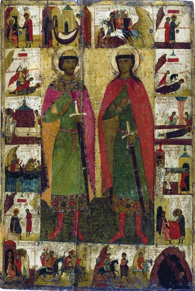 I santi Boris e Gleb, XIV secolo da Russian icon.