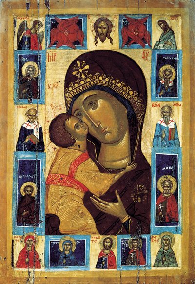 La Vergine Eleusa con santi selezionati da Russian icon.
