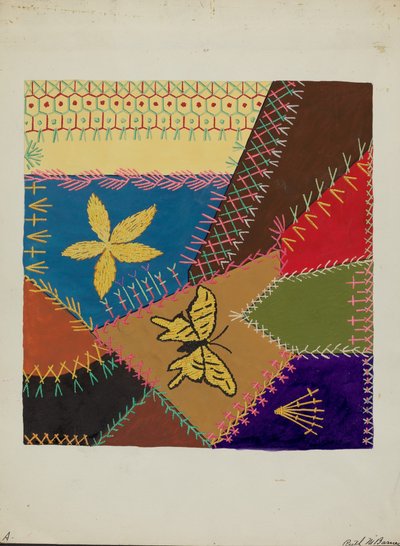 Sezione di Crazy Quilt da Ruth M Barnes