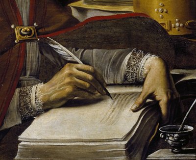 Mani che scrivono con penna d