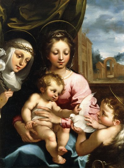 La Madonna e il Bambino con il Bambino San Giovanni Battista e Santa Caterina da Siena, c.1597-1612 da Rutilio Manetti