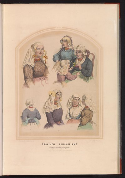 Costume tradizionale di Overflakkee, Voorne e Oud-Beijerland in Olanda Meridionale, 1857 da Ruurt de Vries