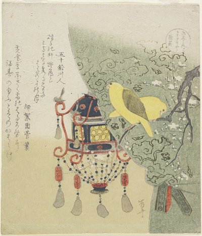 Canarino giallo brillante, c.1820 da Ryuryukyo Shinsai