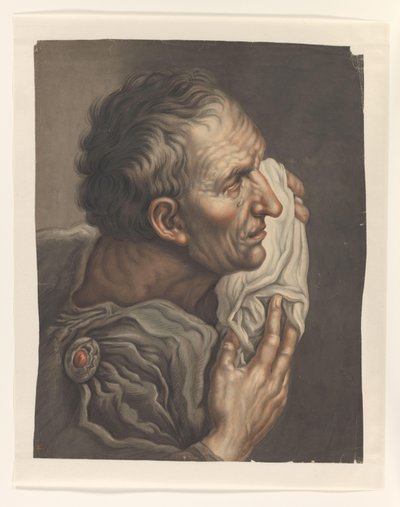 Uomo che piange con un panno, verso destra da S.A. van der Heim