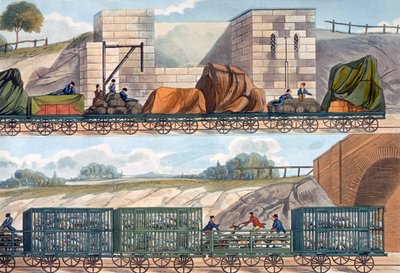 Treni sulla ferrovia Liverpool e Manchester, 1832-1833 da SG Hughes