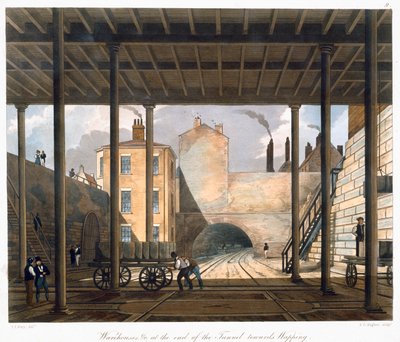 Magazzini ecc. alla fine del tunnel verso Wapping, Liverpool, 1832-1833 da SG Hughes