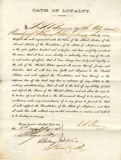Giura fedeltà al governo degli Stati Uniti e allo Stato del Missouri da S. Bargen