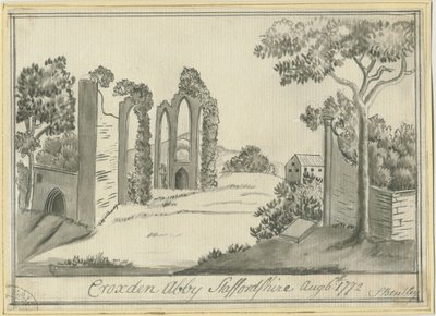 Abbazia di Croxden: disegno a seppia da S Bentley