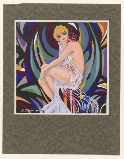 Femmes Modernes, 1926: Donna seduta con drappeggio da S Chompré