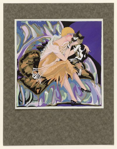 Donne moderne, 1926: Donna seduta con un gatto da S Chompré