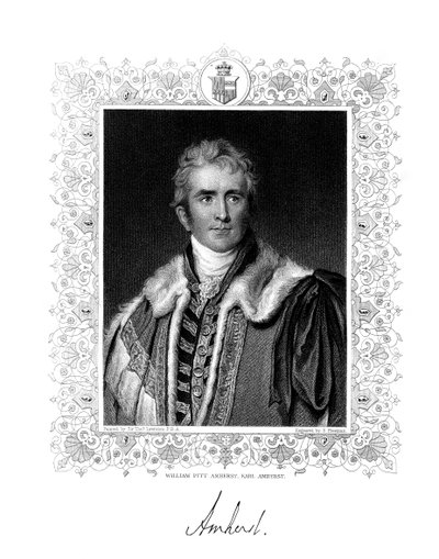 William Pitt Amherst, 1° Conte Amherst, statista e diplomatico britannico, XIX secolo da S. Freeman