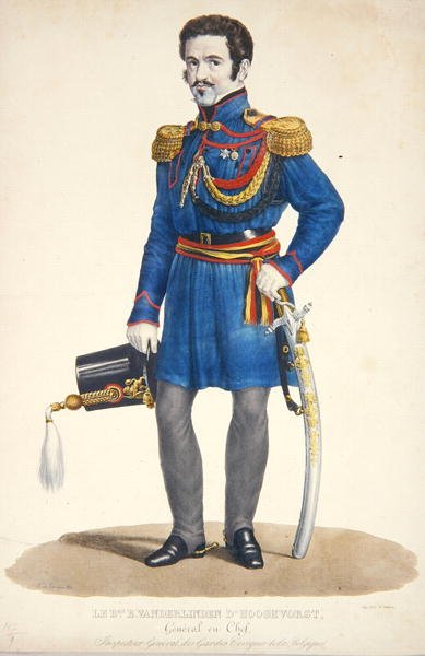 Emmanuel Vanderlinden, Generale Barone di Hooghvorst, comandante della Guardia Civile del Belgio, inciso da F. Judenne da S. de Droogers