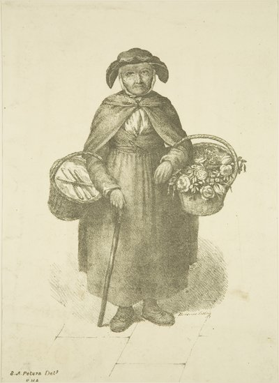 Vecchio venditore di fiori di Kingswood, c.1828 da S. or D. A. Peters