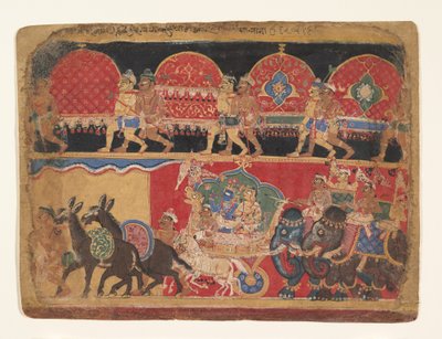 Krishna e le fanciulle Kshatriya procedono verso Dvaraka da Sa Nana