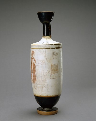 Lekythos a fondo bianco con giovane donna presso una tomba, 450-440 a.C. da Sabouroff Painter (attr. to)