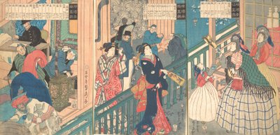 Una Vera Vista di una Casa Commerciale di un Mercante di Yokohama da Sadahide Utagawa