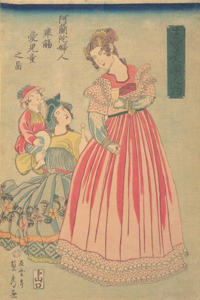 Donna e bambino olandesi da Sadahide Utagawa