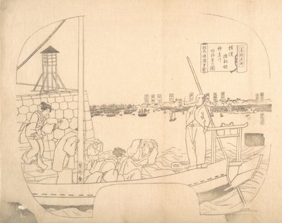 Prova di stampa a blocchi per ventaglio da Sadahide Utagawa