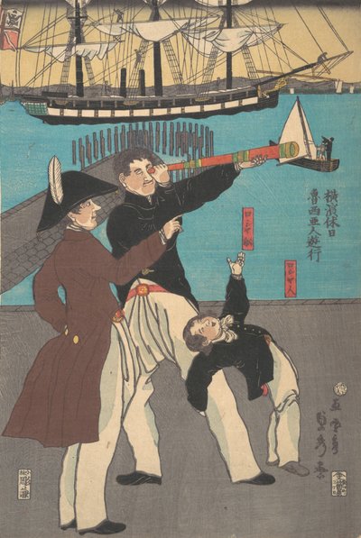 Russi che si godono una vacanza a Yokohama, 1861 da Sadahide Utagawa