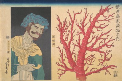 Bastone di Corallo e Ritratto di un Abitante delle Isole del Sud da Sadahide Utagawa