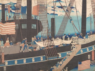 Commercio a Yokohama: occidentali che caricano merci da Sadahide Utagawa