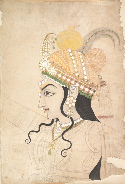 Testa di Krishna: cartone per un murale del Raslila, ca. 1800 da Sahib Ram