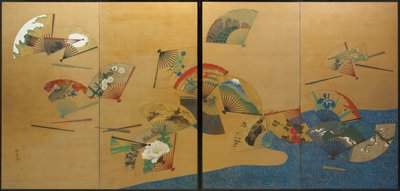 Ventagli e ruscello da Sakai Hoitsu
