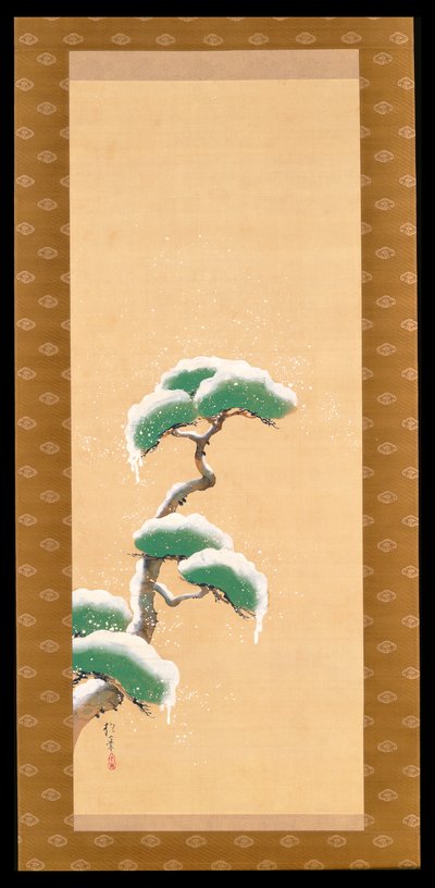 Rotolo appeso che raffigura un pino innevato, da un trittico delle tre stagioni, giapponese, inizio XIX secolo da Sakai Hoitsu