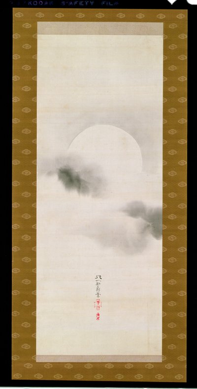 Rotolo appeso che raffigura la luna autunnale, da un trittico delle tre stagioni, giapponese, inizio XIX secolo da Sakai Hoitsu