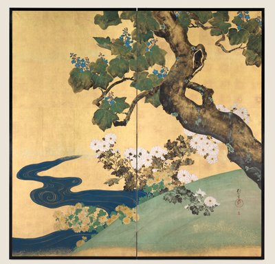 Paulownias e crisantemi, fine 1700 - inizio 1800 da Sakai Hoitsu