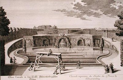 Grande fontana nel giardino del Principe di Schwarzenberg, Vienna, inciso da Georg-Daniel Heumann (1691-1759), pubblicato c.1724-37 da Salomon (after) Kleiner