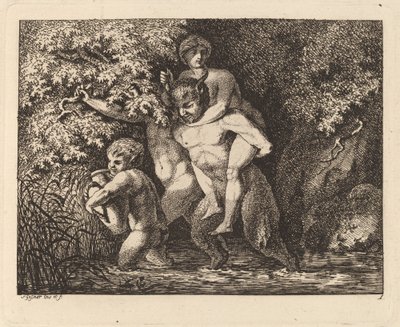 Satiro che porta una ninfa sulla schiena da Salomon Gessner