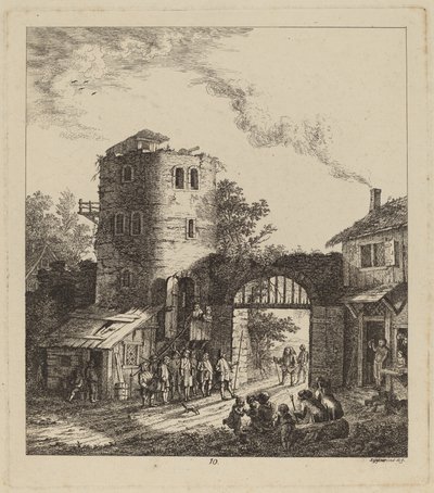 Villagers at a City Gate Greeting a Dignitary, 1764 da Salomon Gessner
