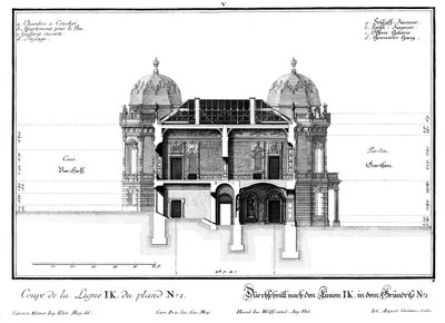 Sezione del tratto laterale occidentale a due piani da Salomon Kleiner